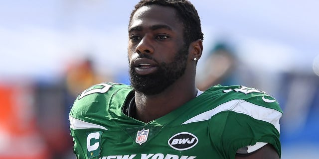 Sep 13, 2020; Orchard Park, New York, USA; New York Jets safety Marcus Maye (20) jogs off the field following the game against the Buffalo Bills at Bills Stadium.