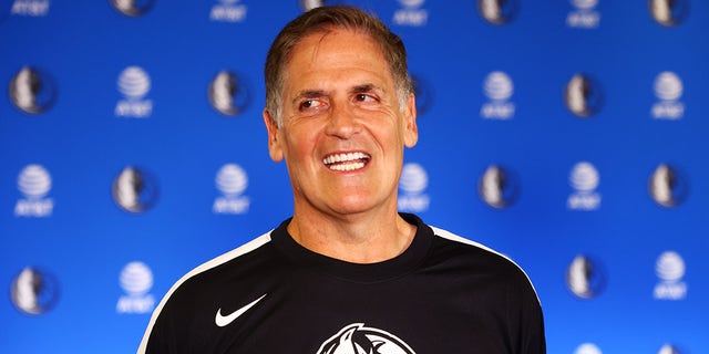 Dallas Mavericks owner Mark Cuban during the press conference after Luka Doncic signed a contract extension. 