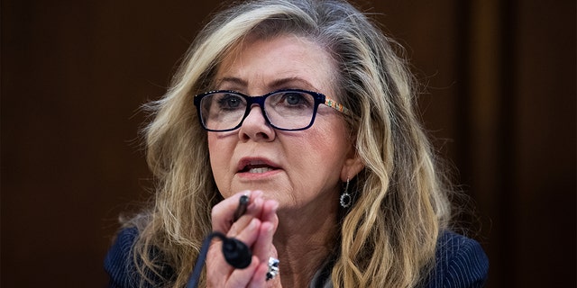 Senator Marsha Blackburn, R-Tenn., speaks during the Senate Judiciary Committee hearing, "Texas' Unconstitutional Abortion Ban and the Role of the Shadow Docket," in Hart Senate Office Building, Washington, Sept. 29, 2021.