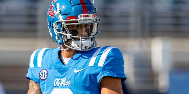 Oct 9, 2021; Oxford, Mississippi, USA; Mississippi Rebels quarterback Matt Corral (2) during warmups prior to the game against Arkansas Razorbacks at Vaught-Hemingway Stadium.