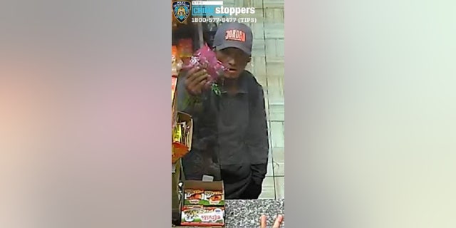 The alleged thief was captured on security cameras getting snacks from a nearby convenience store.