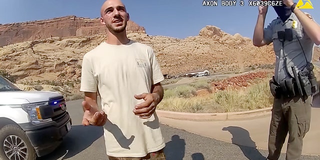 Brian Laundrie as seen in bodycam footage released by the Moab Police Department in Utah.