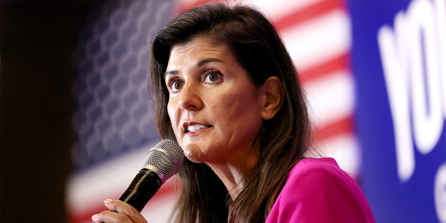 Nikki Haley, the former governor of South Carolina and ambassador to the U.N., stumps for Virginia gubernatorial candidate Glenn Youngkin during a campaign event in McLean, Virginia, on July 14, 2021.