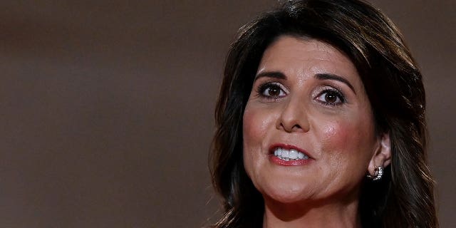 Former Ambassador to the United Nations Nikki Haley speaks during the first day of the Republican convention at the Mellon auditorium on August 24, 2020 in Washington, DC (Photo by Olivier DOULIERY / AFP) (Photo by OLIVIER DOULIERY/AFP via Getty Images)