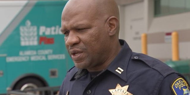 Oakland Police Chief LeRonne Armstrong addresses the media.