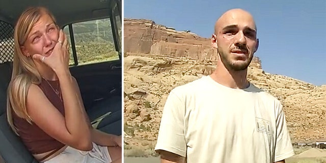 Screengrabs from police bodycam in Moab, Utah, on Aug. 12, 2021, show Gabby Petito and Brian Laundrie following a domestic violence call.