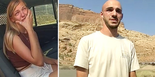 Screengrabs from police bodycam in Moab, Utah, on Aug. 12, 2021 show the couple following a domestic violence call.