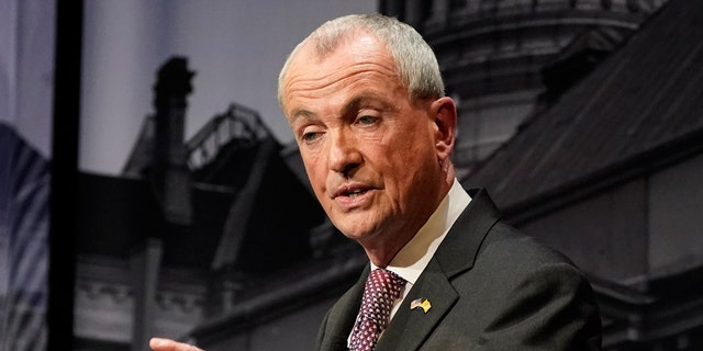 This photo from Tuesday, Oct. 12, 2021, shows Gov. Phil Murphy, D-N.J., (AP Photo/Frank Franklin II, Pool)