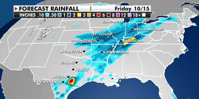 Forecast rainfall across the Central U.S.