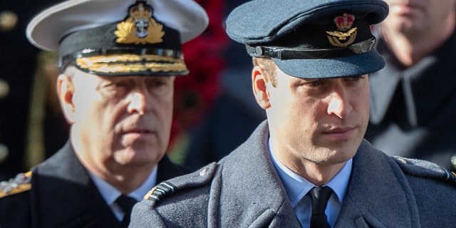 Prince Andrew (left) with his nephew Prince William (right), who is second in line to the British throne.