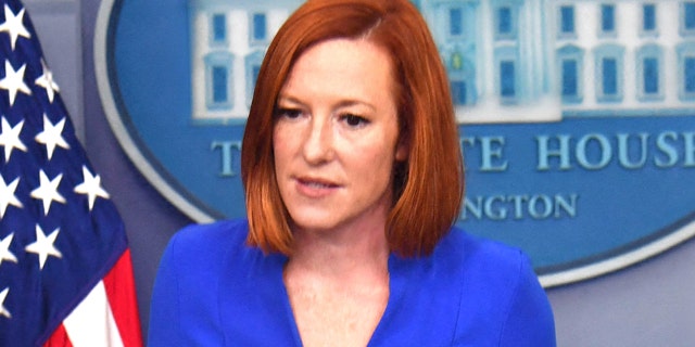 White House press secretary Jen Psaki speaks at the White House in Washington, Oct. 14, 2021. 