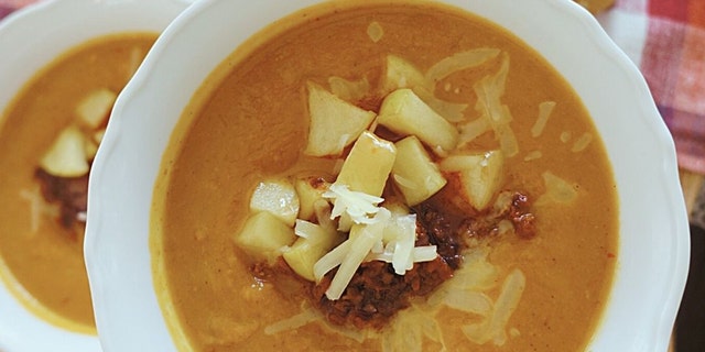 This spiced pumpkin and chorizo chili-soup hybrid from Healthfully Rooted Home founder Kyrie Luke, is a fragrant delight. (Kyrie Luke of Healthfully Rooted Home)