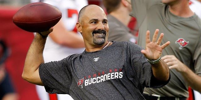 TAMPA, FL - AUGUST 28:  Special teams coordinator Rich Bisaccia of the Tampa Bay Buccaneers works with the special teams just prior to the start of the game against the Jacksonville Jaguars at Raymond James Stadium on August 28, 2010 in Tampa, Florida. Jaguars  won 19-13. 