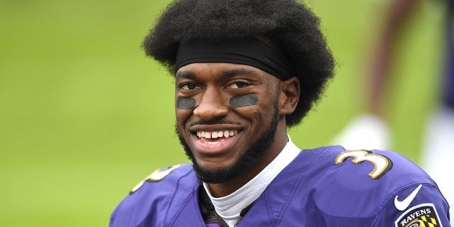 Nov 1, 2020; Baltimore, Maryland, USA; Baltimore Ravens quarterback Robert Griffin III (3) looks on before a game against the Pittsburgh Steelers at M&T Bank Stadium.