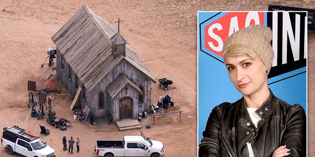 This aerial photo shows the Bonanza Creek Ranch in Santa Fe, New Mexico, Saturday, Oct. 23, 2021. Actor Alec Baldwin fired a prop gun on the set of a Western killing the cinematographer, Halyna Hutchins.