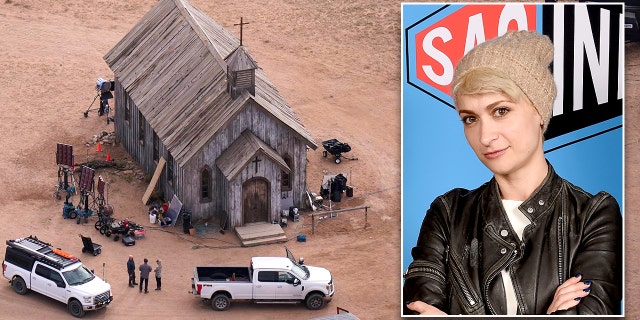 This aerial photo shows the Bonanza Creek Ranch in Santa Fe, N.M., on Oct. 23, 2021. Actor Alec Baldwin was holding a gun on the set of a Western being filmed at the ranch on Oct. 21; the gun discharged a live projectile, killing the cinematographer, Halyna Hutchins. 