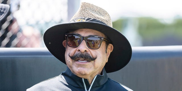 JACKSONVILLE, FLORIDA - JULY 29: Shad Khan, Owner of the Jacksonville Jaguars, looks on during Training Camp at TIAA Bank Field on July 29, 2021 in Jacksonville, Florida.