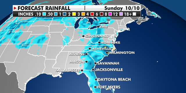 Forecast rainfall in the Southeast