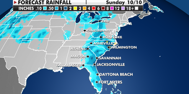 Forecast rainfall in the Southeast