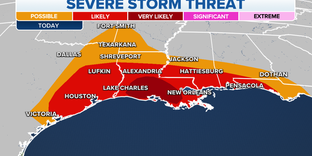 Severe storm threat over the Southeast