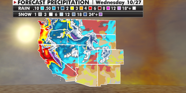 Forecast precipitation in the West for the week of October 27