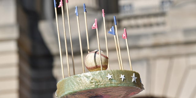 A Washington Nationals fan created a replica of the trophy that The Washington Nationals has earned for winning its first World Series on Nov. 2, 2019.