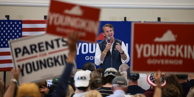 Virginia Republican gubernatorial candidate Glenn Youngkin delivers remarks at a campaign event on October 30, 2021 in Manassas, Virginia. Youngkin is on the last few days of his campaign bus tour across the state of Virginia as he contests Democratic candidate and former Virginia Gov. Terry McAuliffe in the state election that is less than a week away on November 2. 