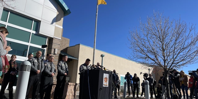 Santa Fe County Sheriff Adan Mendoza speaks to reporters about investigators' initial findings Wednesday in the fatal movie-set shooting in which Alec Baldwin fired a gun used on set, killing a cinematographer and wounding the director.