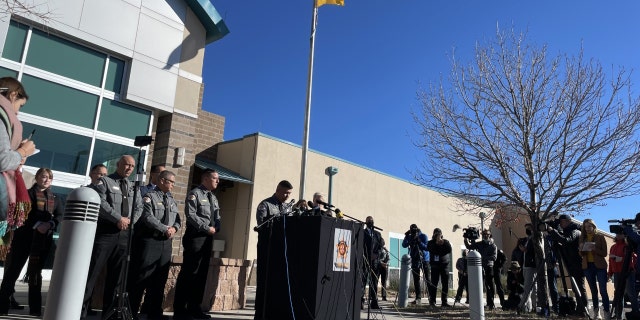 Santa Fe County Sheriff Adan Mendoza speaks to reporters about investigators' initial findings Wednesday in the fatal movie-set shooting in which Alec Baldwin fired a gun used on set, killing a cinematographer and wounding the director.