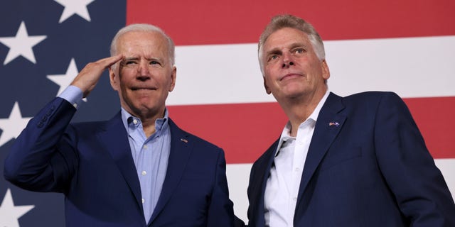 President Biden participates in a campaign event with candidate for governor of Virginia Terry McAuliffe at Lubber Run Park in Arlington, Virginia, July 23, 2021. REUTERS/Evelyn Hockstein