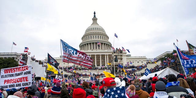 FILE - In this Jan. 6, 2021, file photo insurrections loyal to President Donald Trump rally at the U.S. Capitol in Washington. (AP Photo/Jose Luis Magana, File)