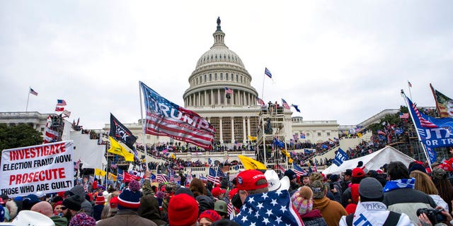 FILE - In this Jan. 6, 2021, file photo insurrections loyal to President Donald Trump rally at the U.S. Capitol in Washington. (AP Photo/Jose Luis Magana, File)