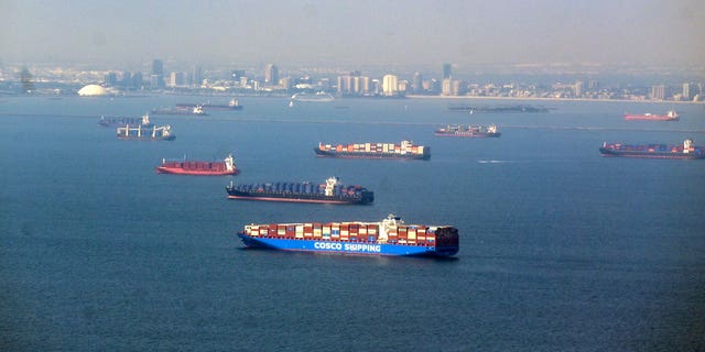 Container ships at the Los Angeles Port.