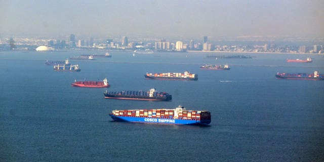 Container ships at the Los Angeles Port.