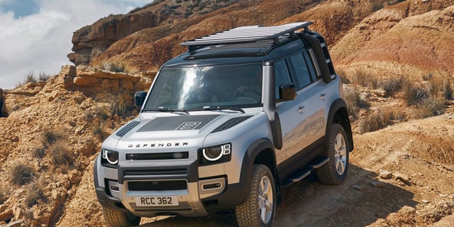 The Bronco-rivaling Land Rover Defender can be ordered with a package that includes a snorkel.