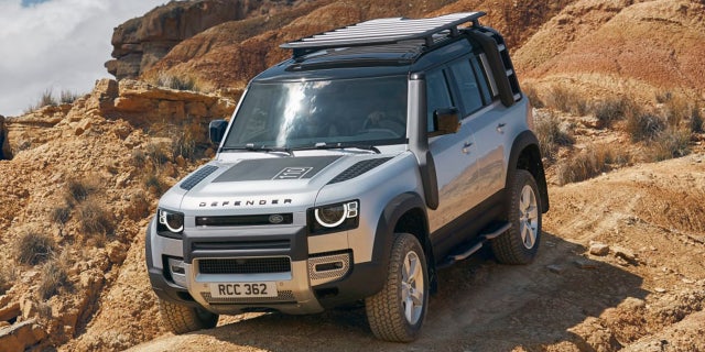 The Bronco-rivaling Land Rover Defender can be ordered with a package that includes a snorkel.