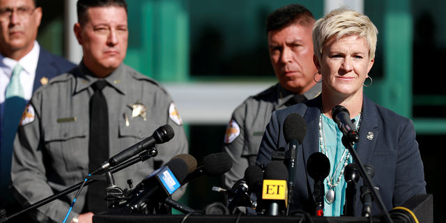 District attorney Mary Carmack-Altwies speaks at a news conference on Oct. 27.