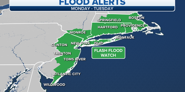 Flood alerts in effect Monday morning.