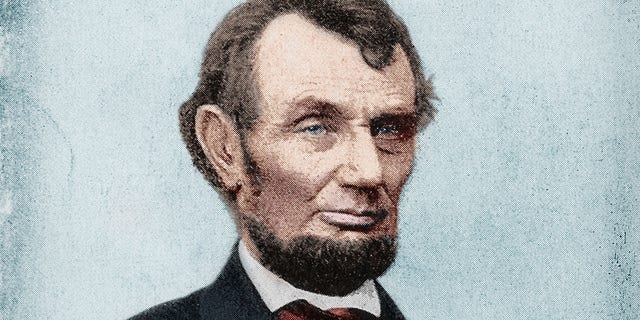 A colorized antique photograph portrait of Abraham Lincoln. "I feel how weak and fruitless must be any word of mine which should attempt to beguile you from the grief of a loss so overwhelming," the Bixby Letter reads in part. 