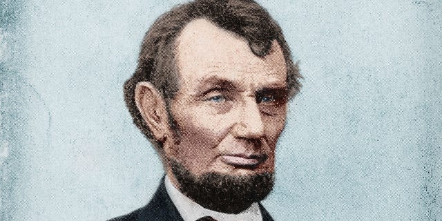 A colorized antique photograph portrait of Abraham Lincoln. "I feel how weak and fruitless must be any word of mine which should attempt to beguile you from the grief of a loss so overwhelming," the Bixby Letter reads in part. 