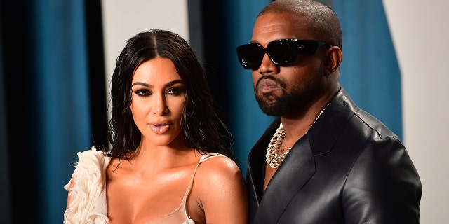 Kim Kardashian and Kanye West attending the Vanity Fair Oscar Party held at the Wallis Annenberg Center for the Performing Arts in Beverly Hills, Los Angeles, California.