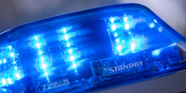 Blue lights shining on a police car in Germany this past June. Recently, an Illinois mother allegedly shot a man dead after he refused to kiss her.