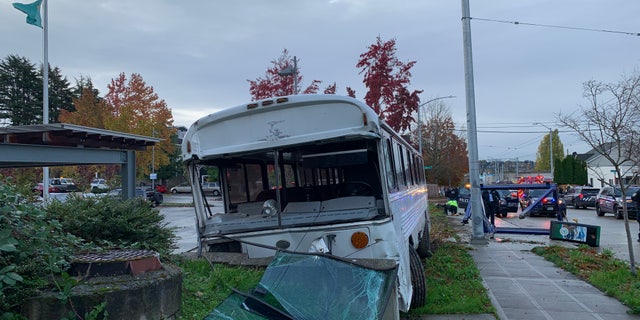 The suspect, who police believe is a bus service employee, was arrested shortly after wrecking into a light rail station construction site.