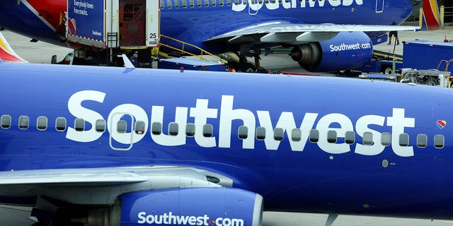 A Southwest Airlines airplane taxies from a gate at Baltimore Washington International Thurgood Marshall Airport on Oct. 11, 2021 in Baltimore, Maryland.