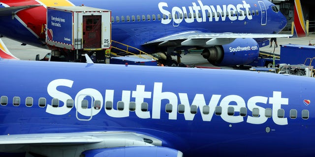 A Southwest Airlines airplane taxies from a gate at Baltimore Washington International Thurgood Marshall Airport on Oct. 11, 2021 in Baltimore, Maryland.