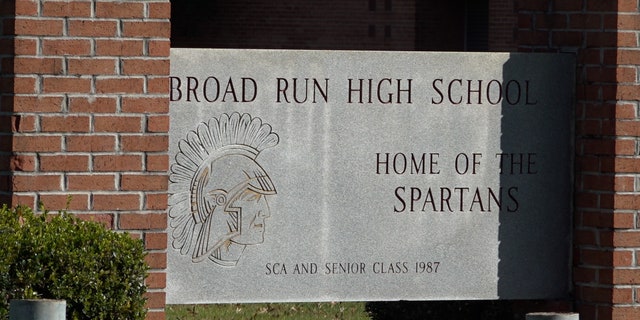 Broad Run High School sign, Loudon County, Virginia.
