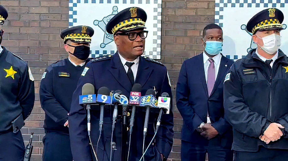 Chicago Police Superintendent David Brown addresses reporters about a suspect in the killing of a 7-year-old girl earlier this year. A 14-year-old girl was shot in the head Wednesday night after being chased by gang members, officials said.