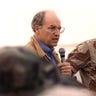 Richard Cheney, U.S. Defense Secretary during the Gulf War, and then Chairman of the Armed Forces Joint Chiefs of Staff, Colin Powell (R), address U.S. troops deployed in Saudi Arabia as part of operation Desert Shield during the Gulf crisis, in a December 21, 1990 file photo. According to reports, Republican presidential candidate George W. Bush decided on July 24, 2000 to offer the vice presidential spot on the Republican White House ticket to Cheney. Senior Republican sources in Washington said Bush would call Cheney soon and appear with him July 25. Cheney had previously told associates that if asked, he would accept the nomination. Bush had also been courting Powell for the Vice President's job, but Powell said he was not interested. HB/