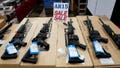 AR-15 rifles are displayed for sale at the Guntoberfest gun show in Oaks, Pennsylvania, on Oct. 6, 2017.