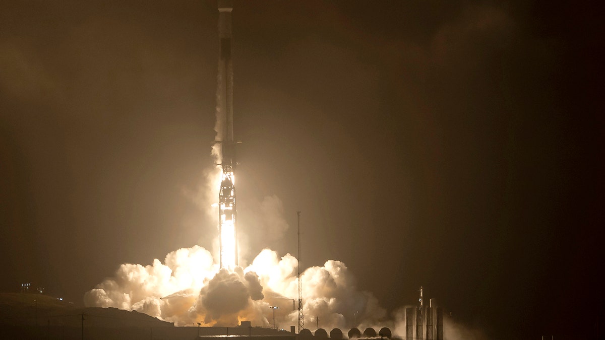 The SpaceX Falcon 9 rocket launches with the Double Asteroid Redirection Test, or DART, spacecraft onboard, Tuesday, Nov. 23, 2021, from Space Launch Complex 4E, at Vandenberg Space Force Base in California. 